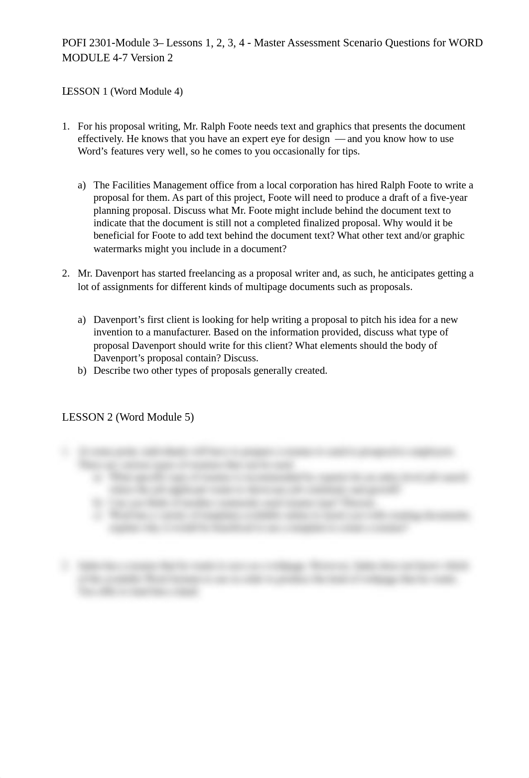 POFI 2301 Word Processing - Module 3 Lessons 1-4 Assessment Questions_-V2-7 - Elvia Silva.pdf_d28w97pb9k8_page1