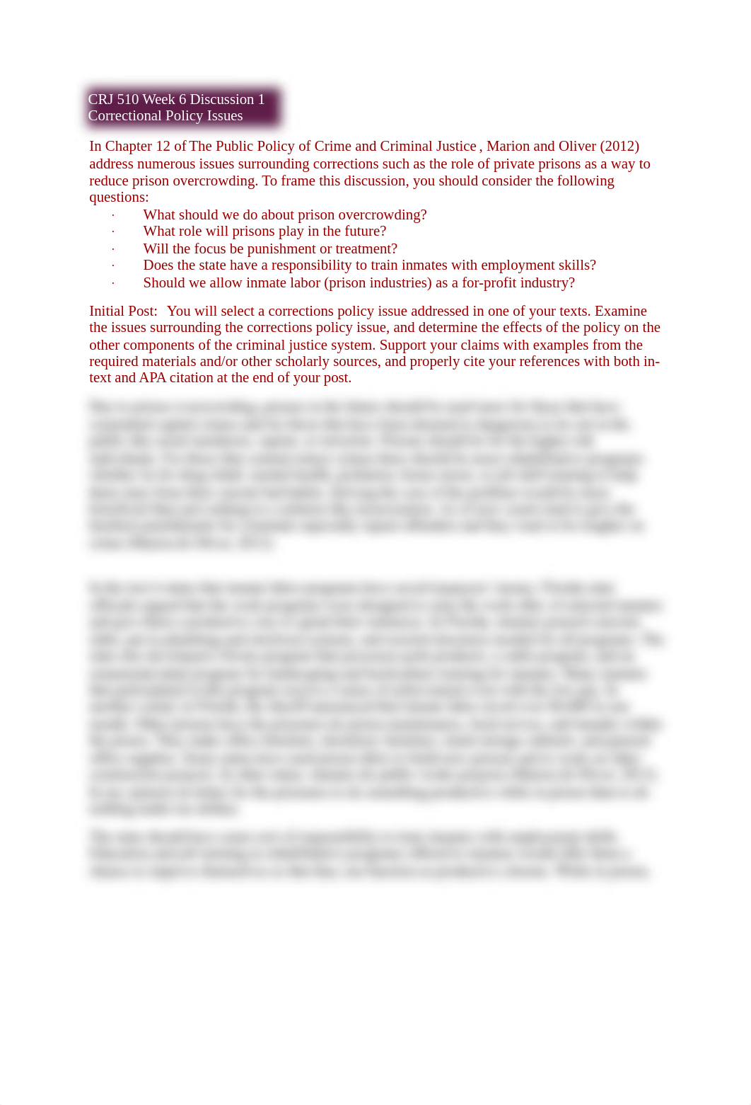 CRJ 510 Week 6 Discussion 1  correctional policy issue.docx_d28y0fj8sdh_page1