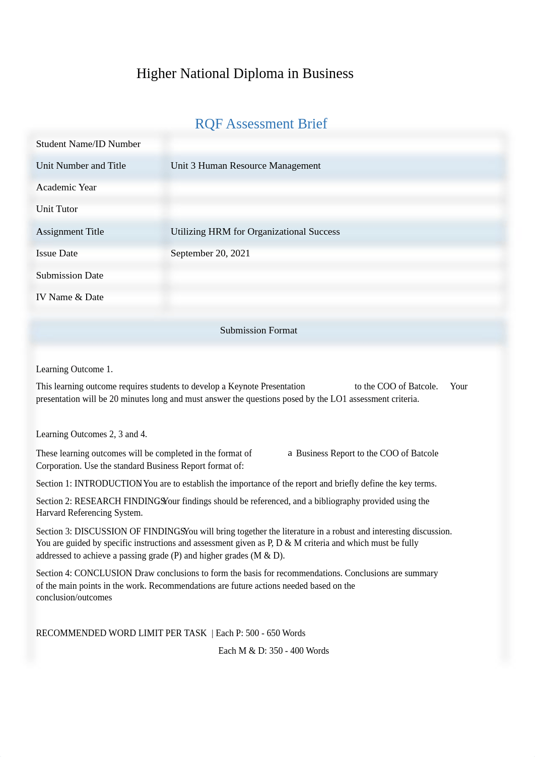 BTEC HN RQF Business Unit 3 Assignment Brief  HUMAN RESOURCE MANAGEMENT.pdf_d298d5ayvq2_page2