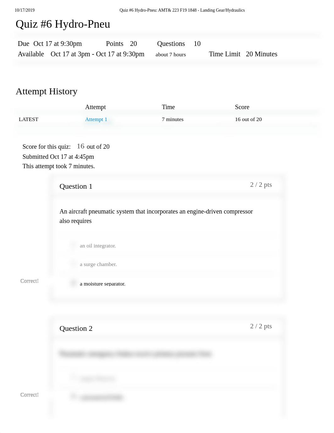 Quiz #6 Hydro-Pneu_ AMT& 223 F19 1848 - Landing Gear_Hydraulics.pdf_d2a4nk4uydn_page1