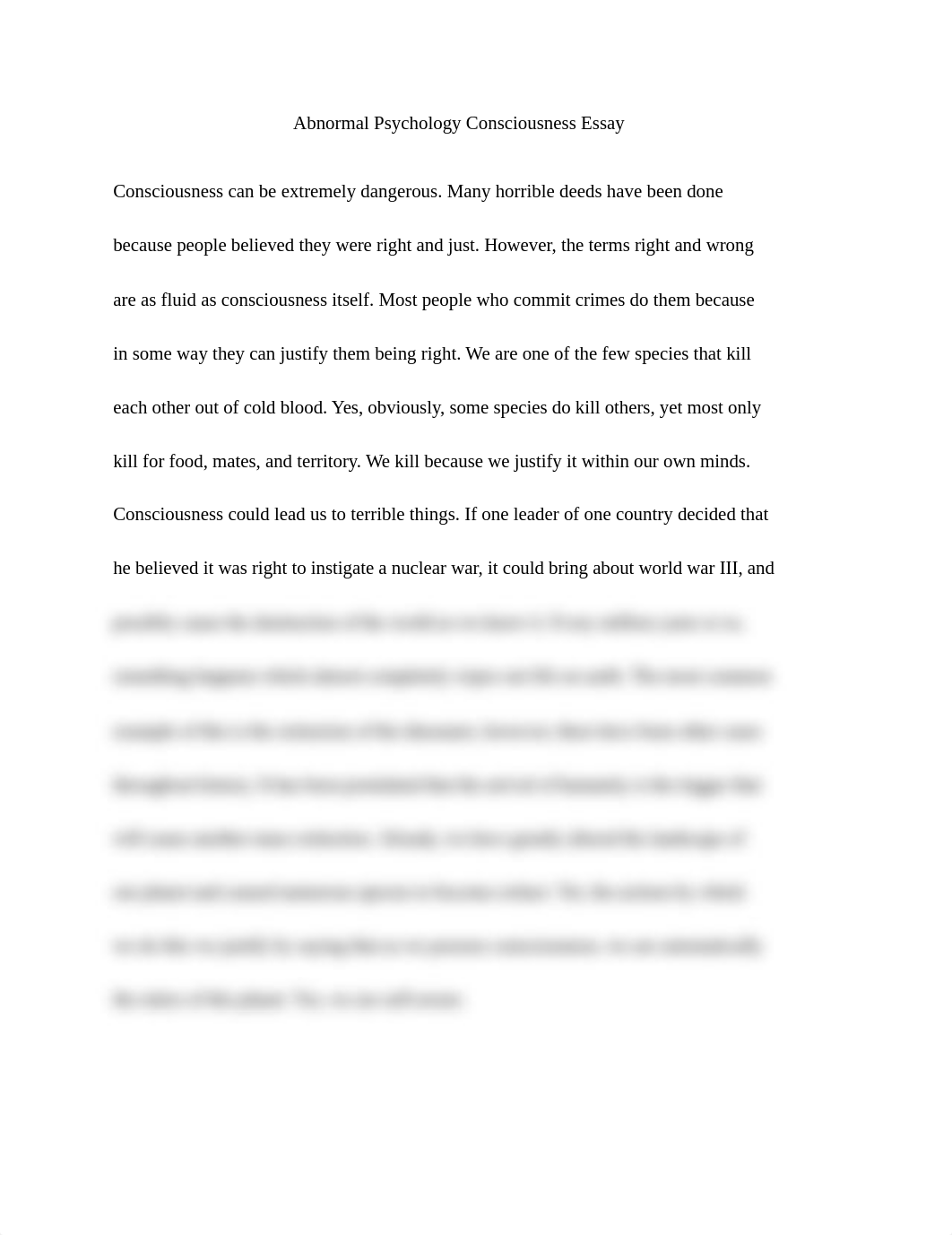 Abnormal Psychology Consciousness Essay - Copy_d2b741qq45n_page1