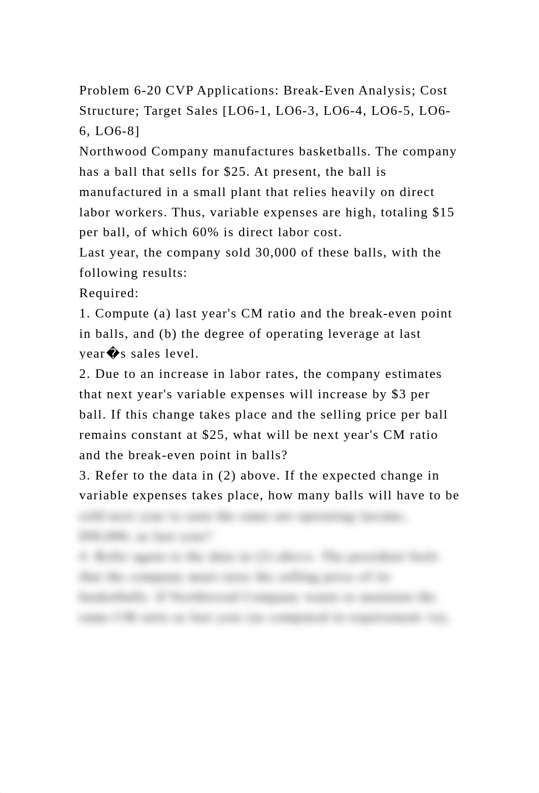 Problem 6-20 CVP Applications Break-Even Analysis; Cost Structure; .docx_d2byq25zv9g_page2