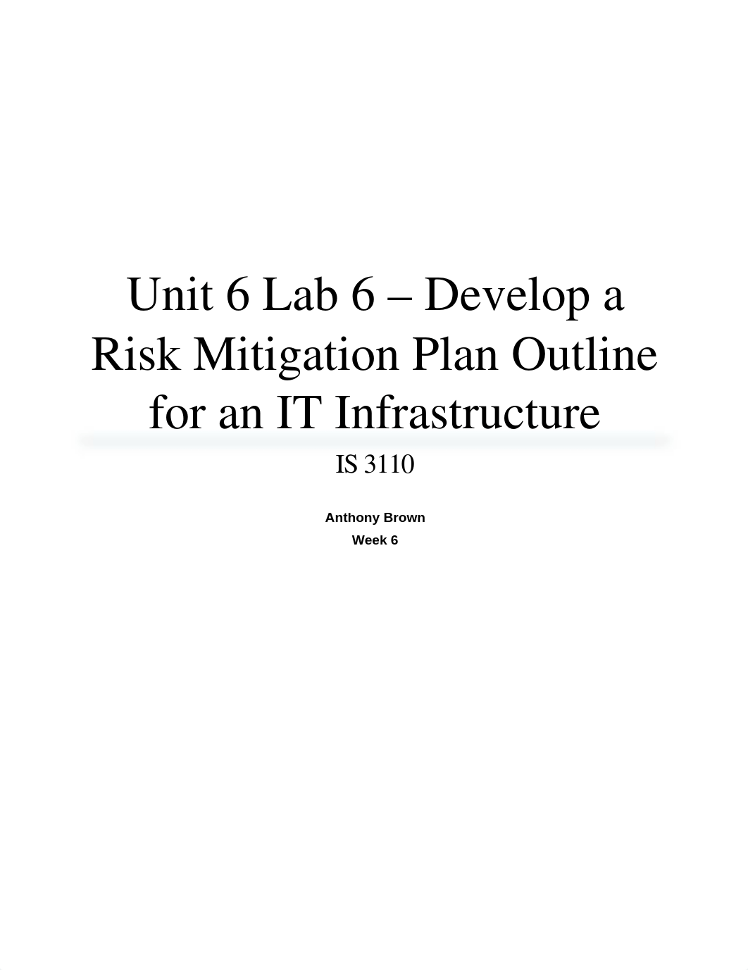 Unit 6 Lab 6 - Develop a Risk Mitigation Plan Outline for an IT Infrastructure_d2caizz5zo0_page1