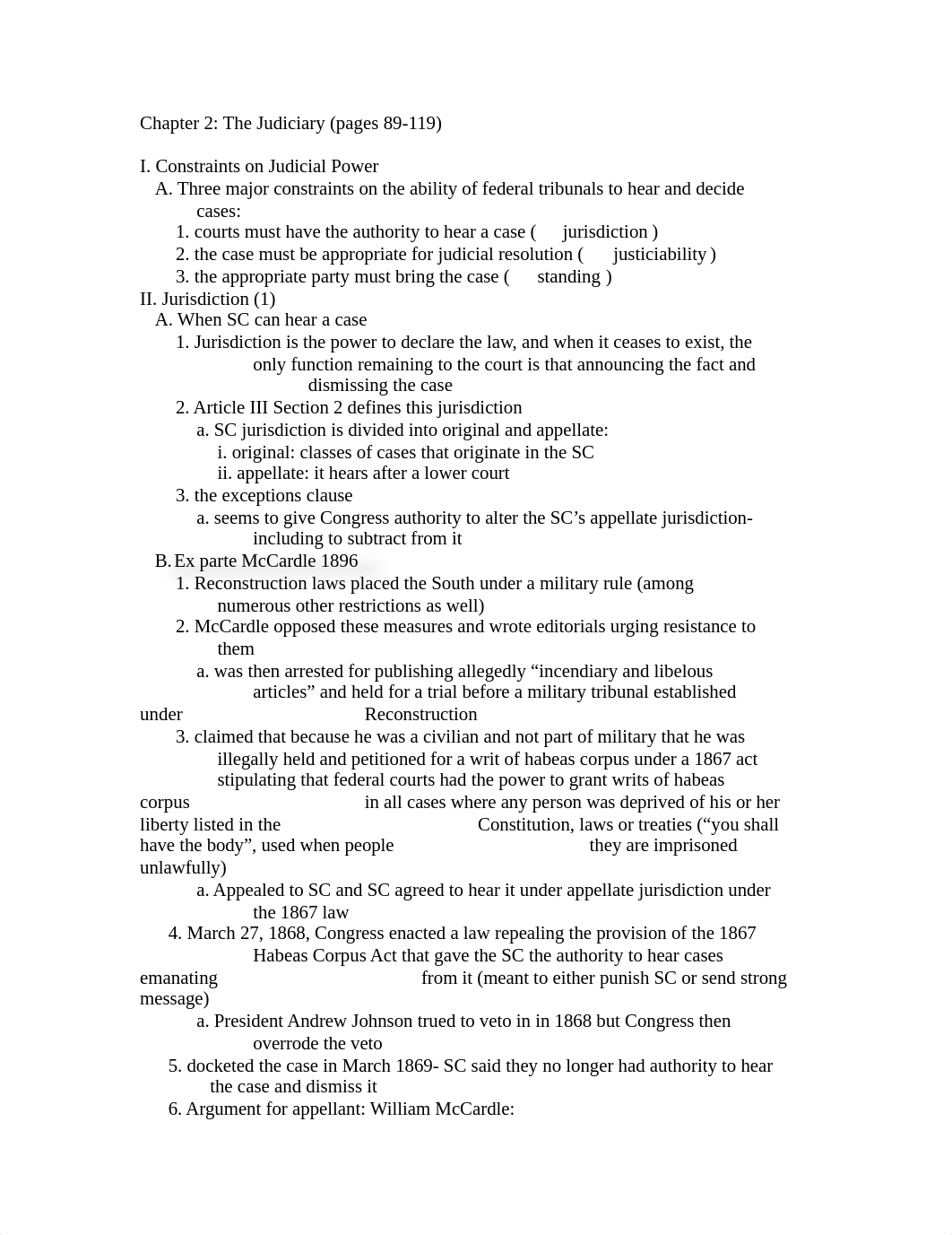 Con Law: The Judiciary (Ex parte McCardle, Haman v. Rumsfeld, Baker v. Carr, Nixon v. US)_d2cc5usvzvs_page1