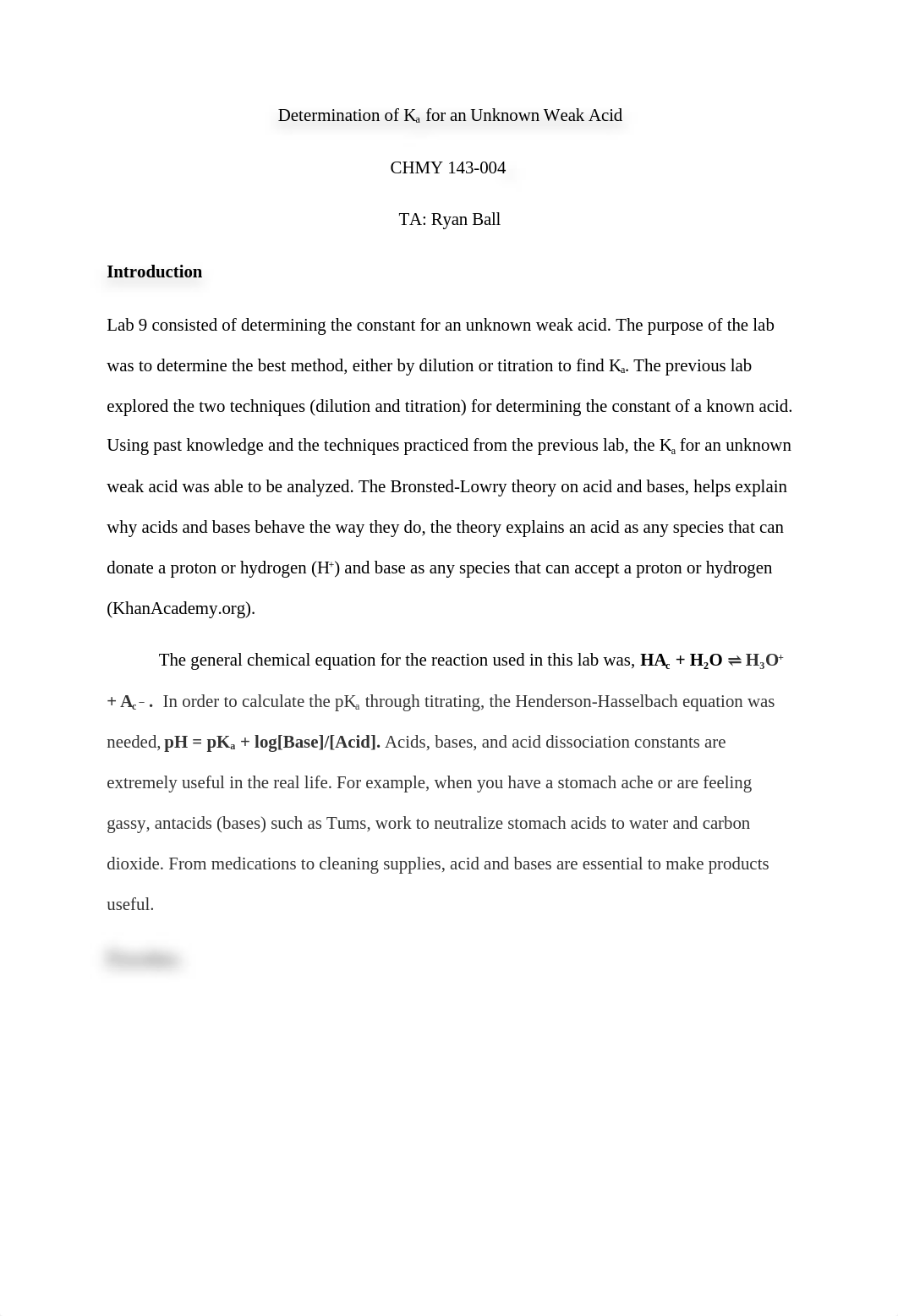 Lab 9 Determination of Ka for an Unknown Weak Acid.docx_d2cgrnfb3ja_page1