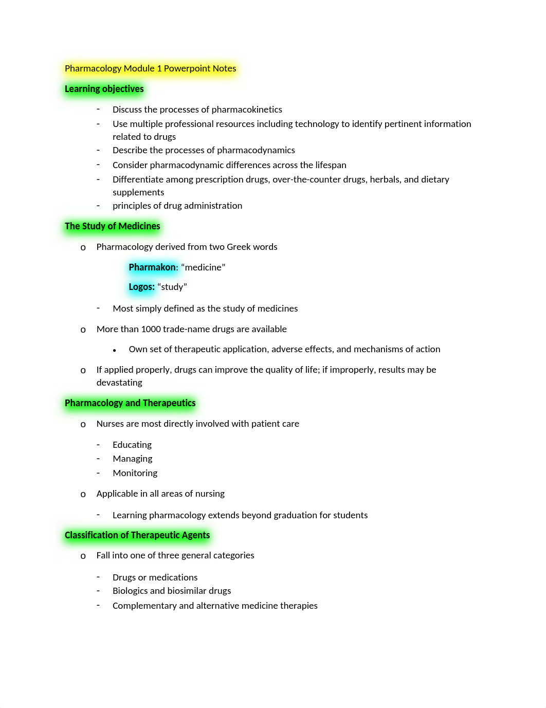 Pharmacology Module 1 Powerpoint Notes.docx_d2d8vmarek0_page1