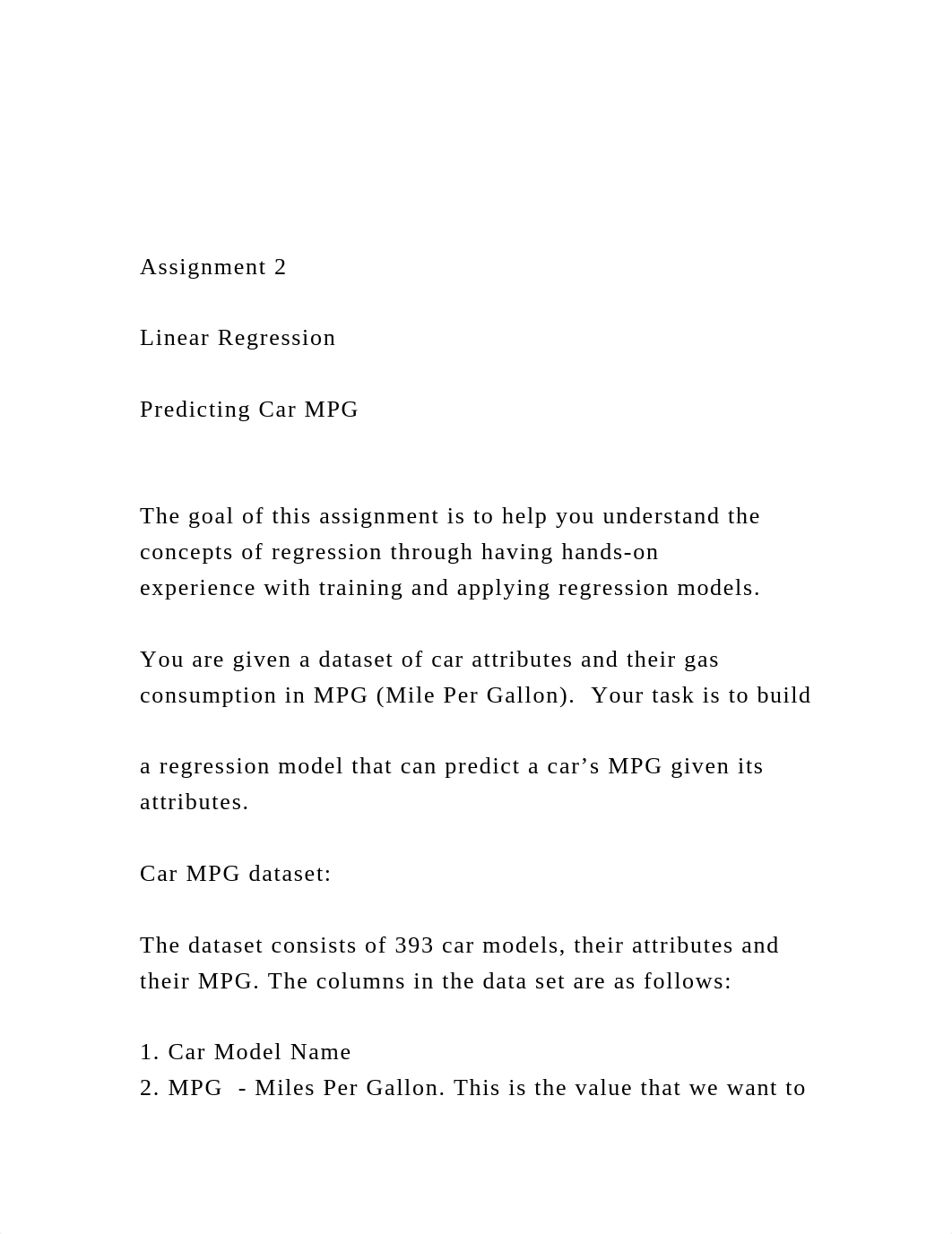 Assignment 2 Linear Regression Predicting Car MPG .docx_d2dad1fi6de_page2