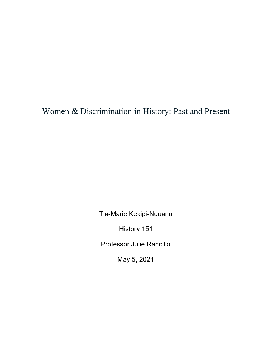 Final Paper_ Women & Discrimination in History_ Past and Present.pdf_d2dcmy4c0fy_page1