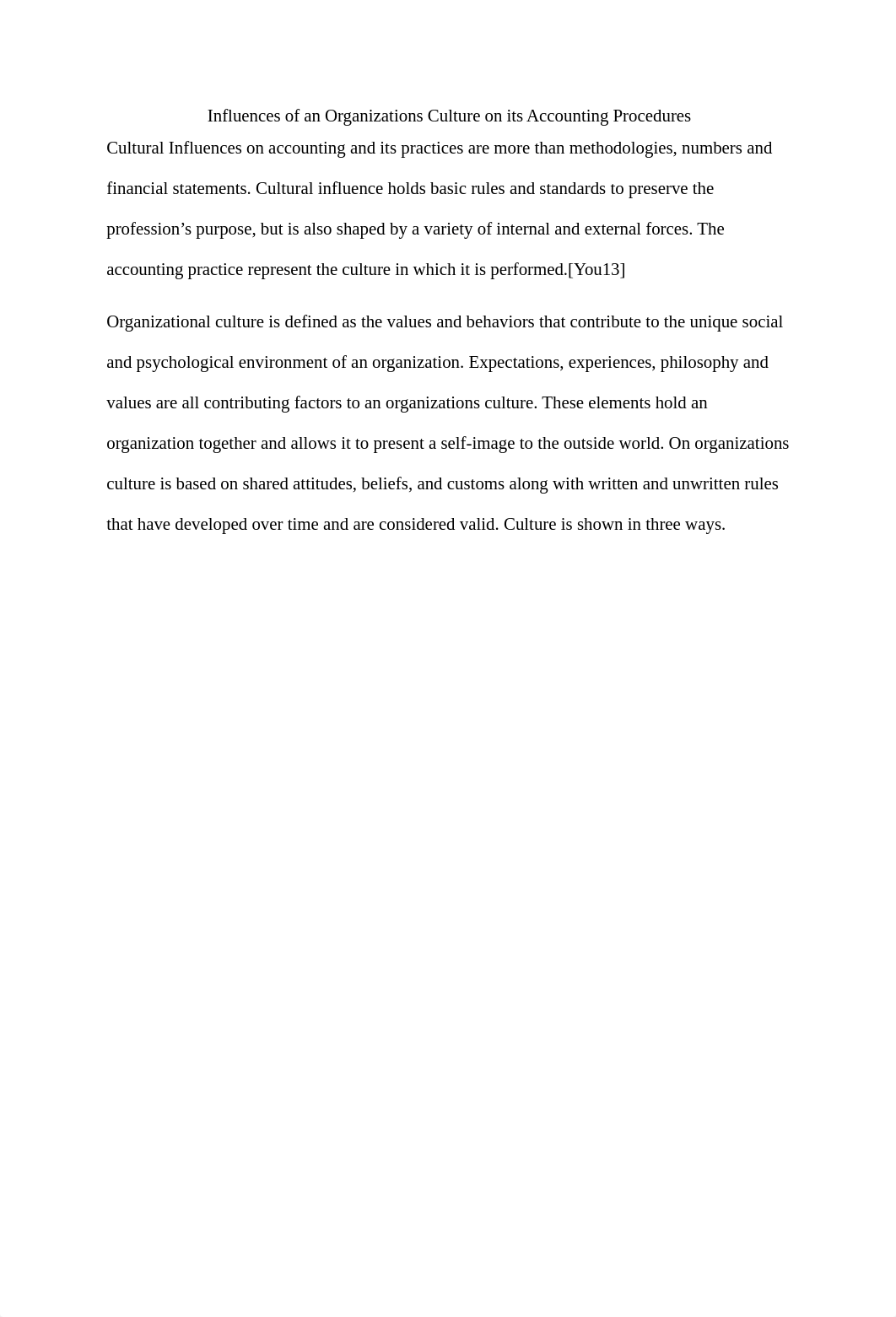 Influences of an Organizations Culture on its Accounting Procedures_d2dzl4h34bj_page1