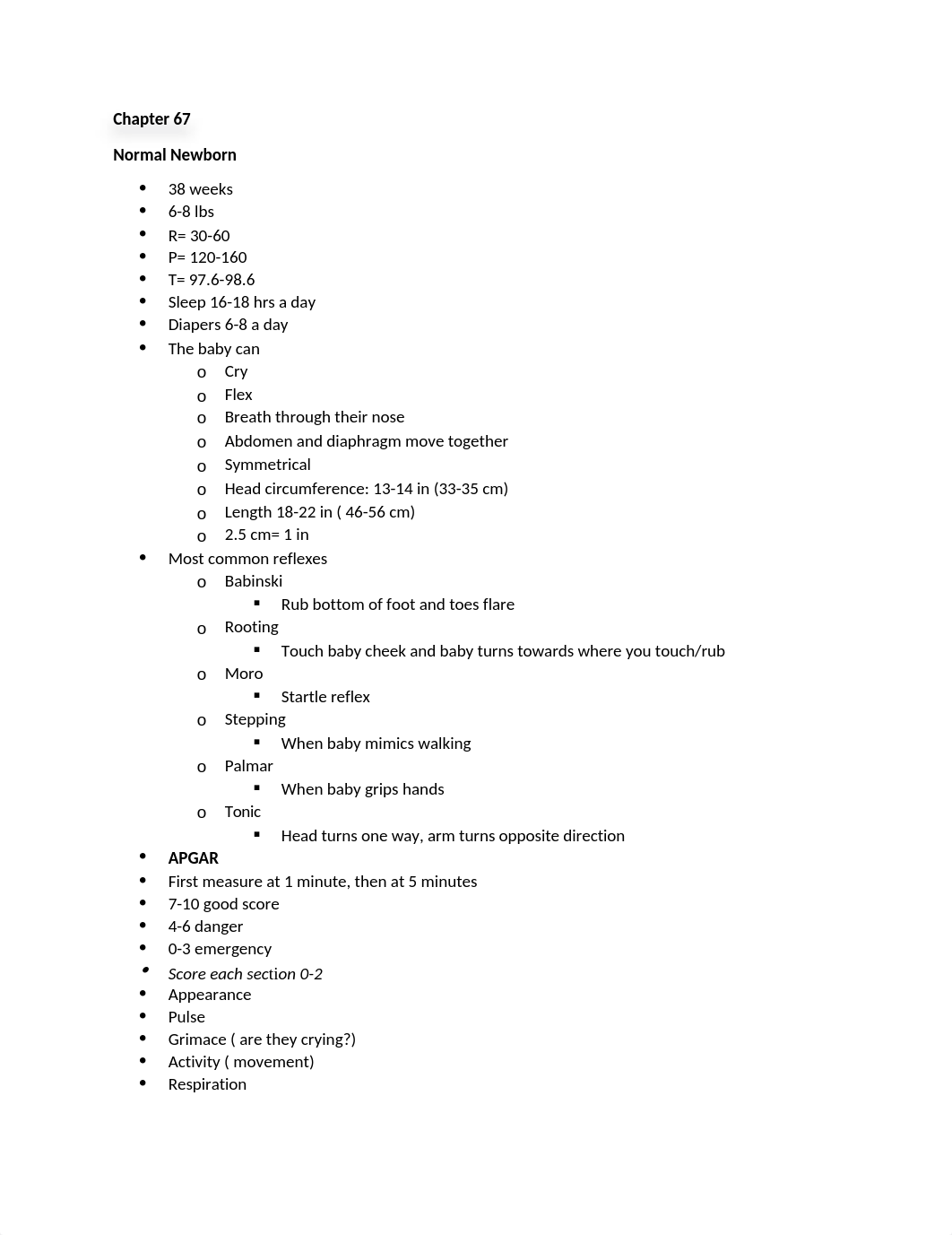 Chapter 67 Notes- Care of Normal Newborn.docx_d2ereha2yce_page1