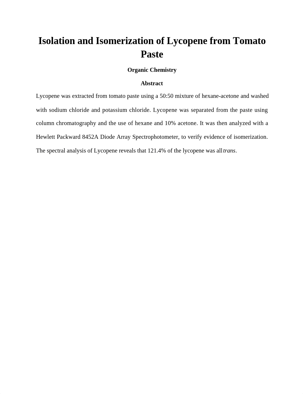 Isolation and Isomerization of Lycopene from Tomato Paste_d2ffcj6okx5_page1