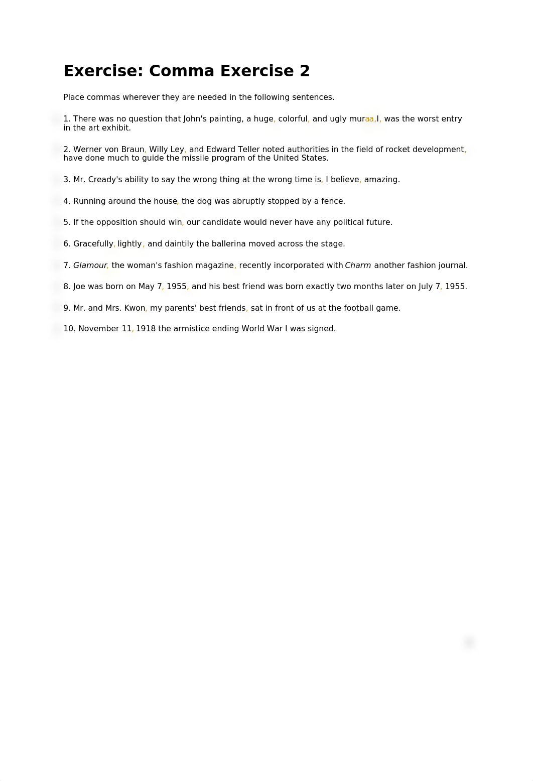 Comma Exercises - Comprehensive.docx_d2fsohnlf62_page2