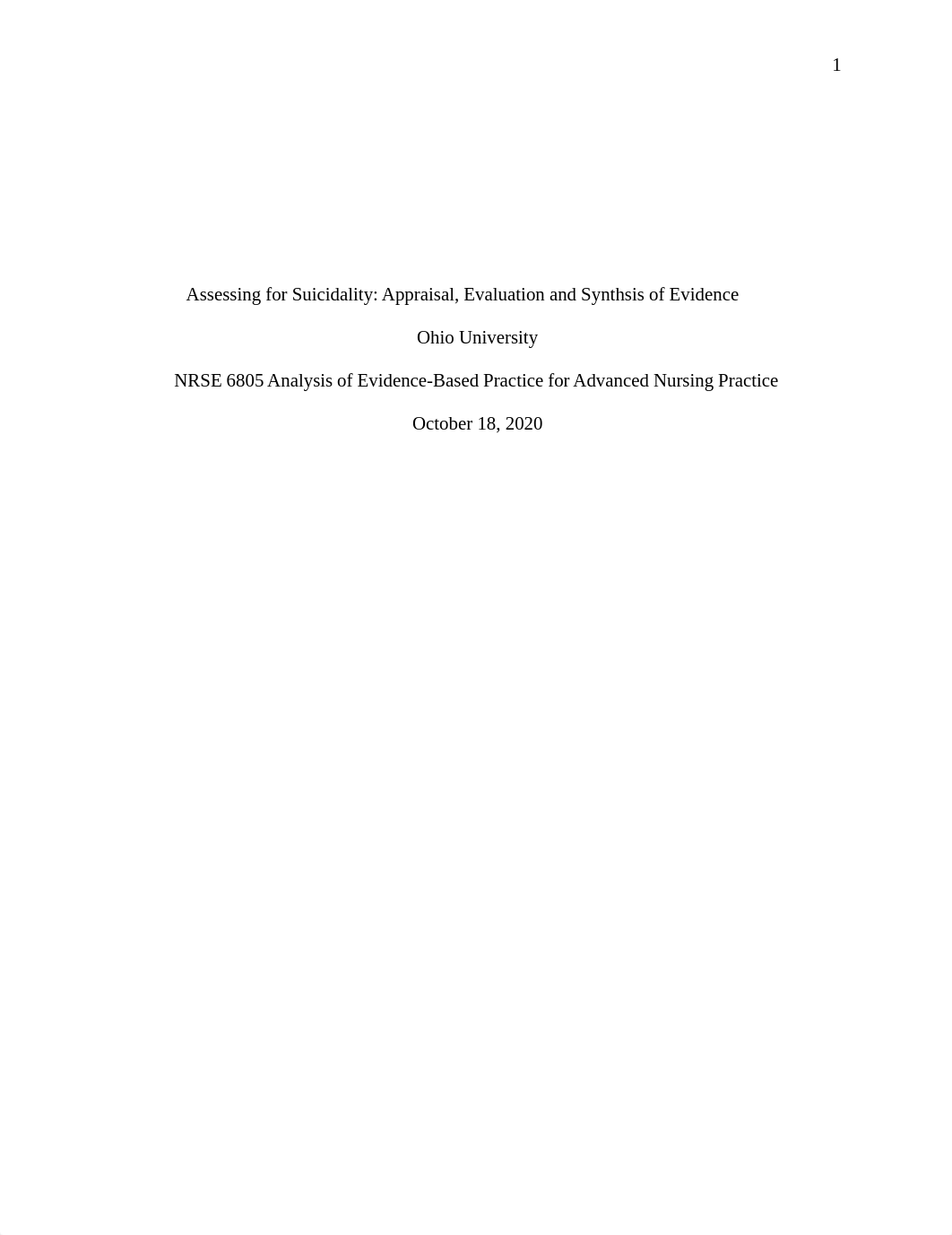 Assessing for Suicidality Appraisal Evaluation and Synthsis of Evidence.docx_d2gjfd9velj_page1