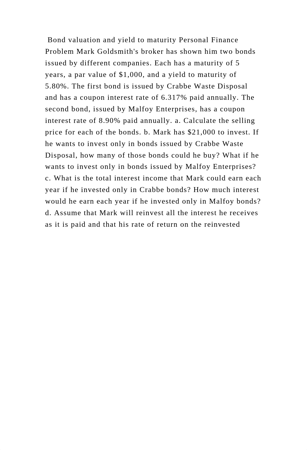 Bond valuation and yield to maturity Personal Finance Problem Mark Go.docx_d2gjsm15iwd_page2