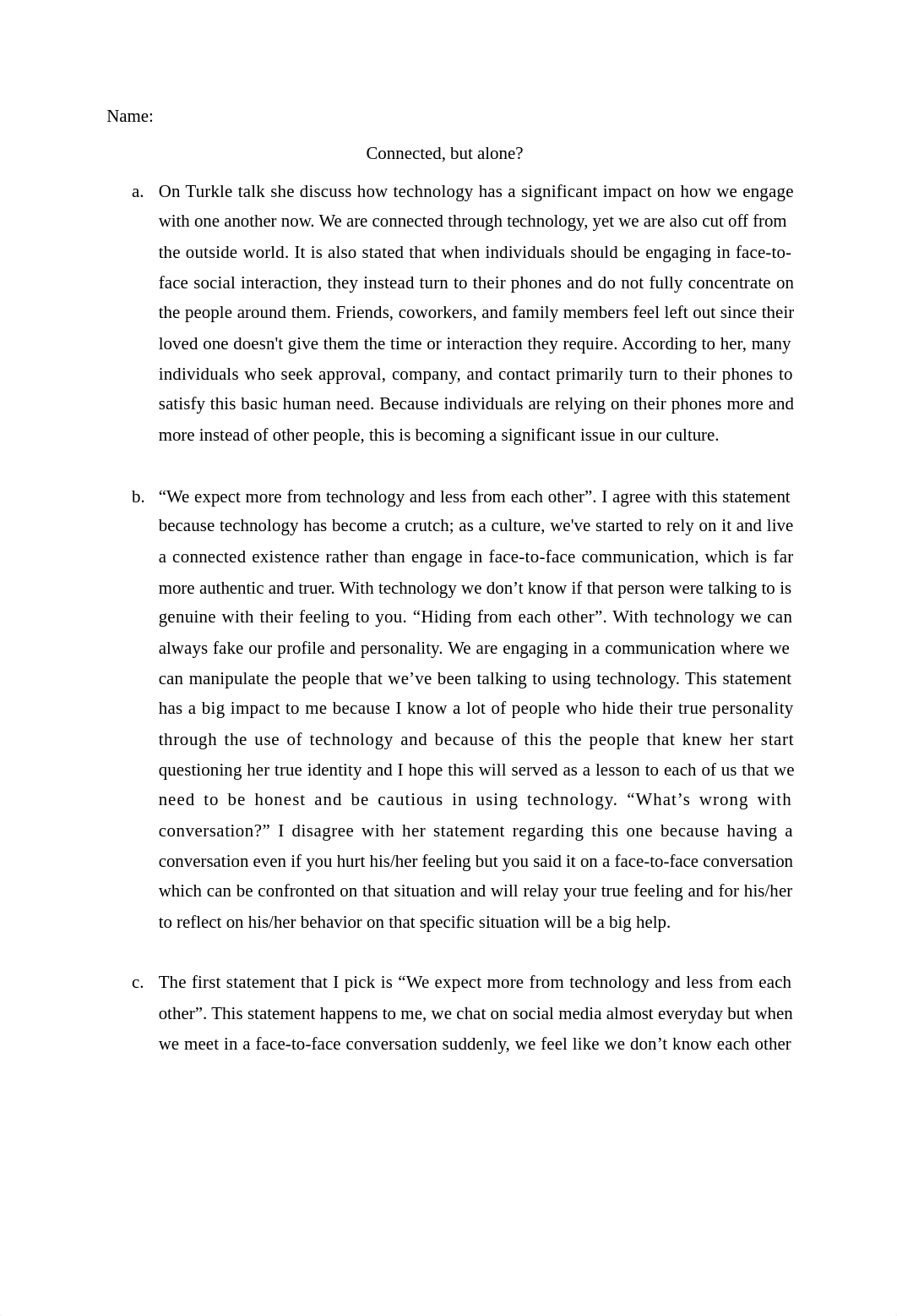 Connected, but alone Reflection paper.docx_d2gndke3wbz_page1