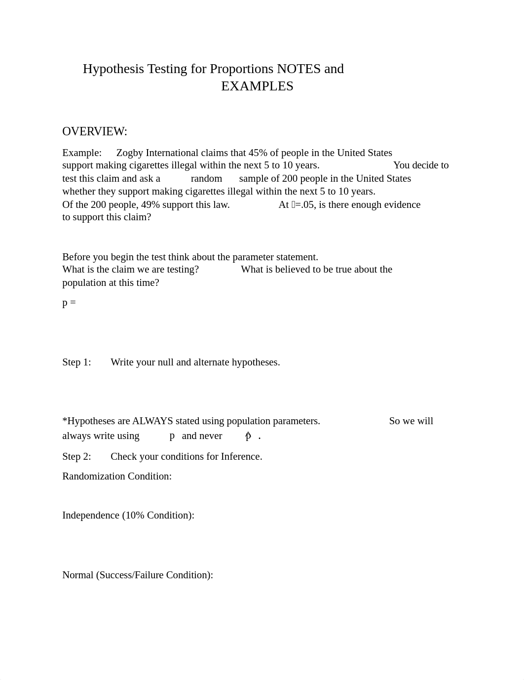 Stats_9 Hypothesis Testing for Proportions NOTES and EXAMPLES.docx_d2gxtd4is11_page1