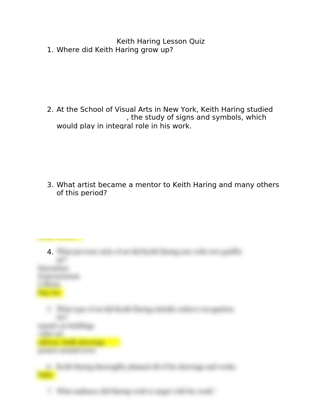 Keith Haring Lesson Quiz.docx_d2h164ue0ub_page1