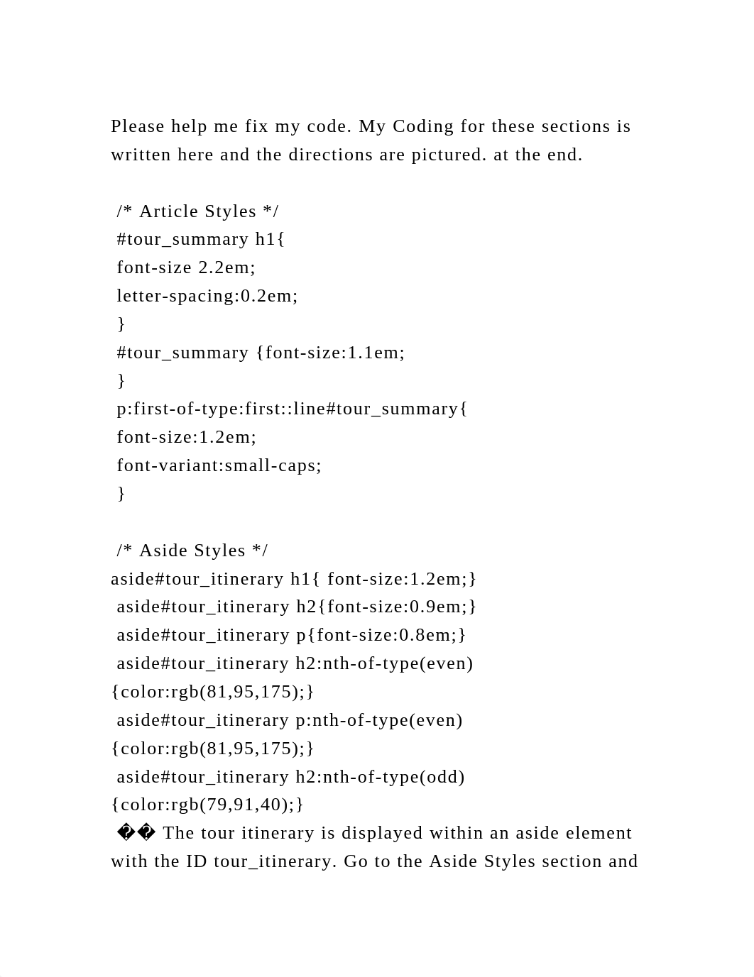 Please help me fix my code. My Coding for these sections is written .docx_d2h1eorw76q_page2