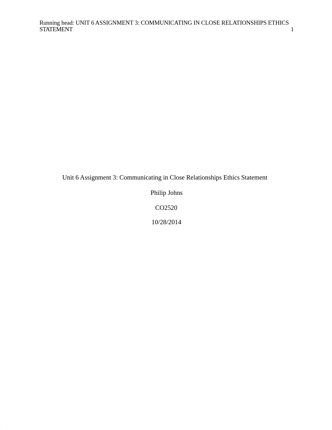 Unit 6 Assignment 3 Communicating in Close Relationships Ethics Statement_d2hc433hief_page1