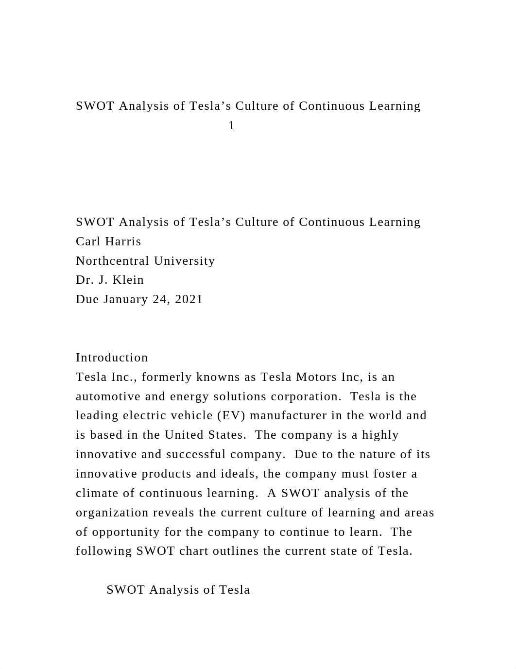 SWOT Analysis of Tesla's Culture of Continuous Learning1.docx_d2hsnpl6olj_page2