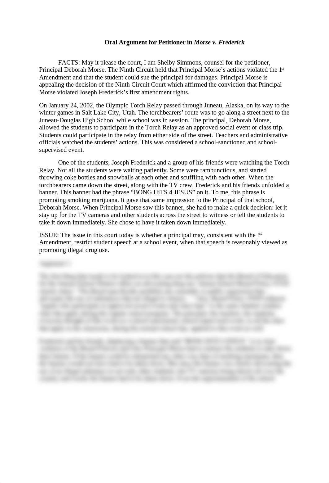 Oral Argument for Petitioner in Morse v. frederick_d2jfhko0yje_page1