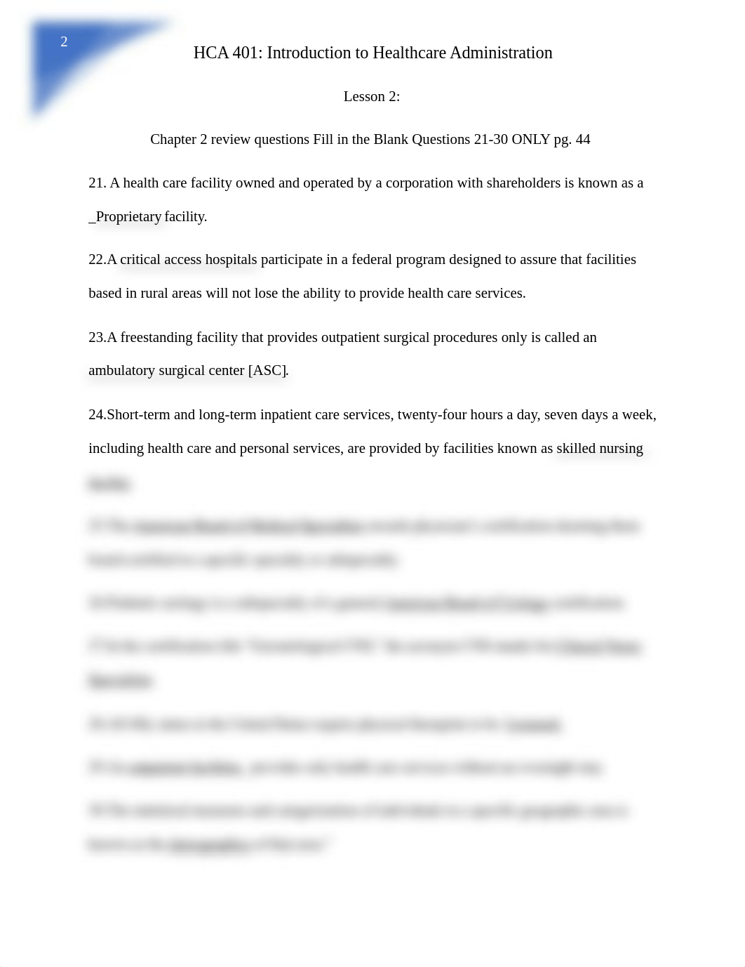 HCA 401- Lesson 2 Assignment-Chapter 2 review questions  Fill in the Blank Questions Only.docx_d2jlyu1qzdo_page1