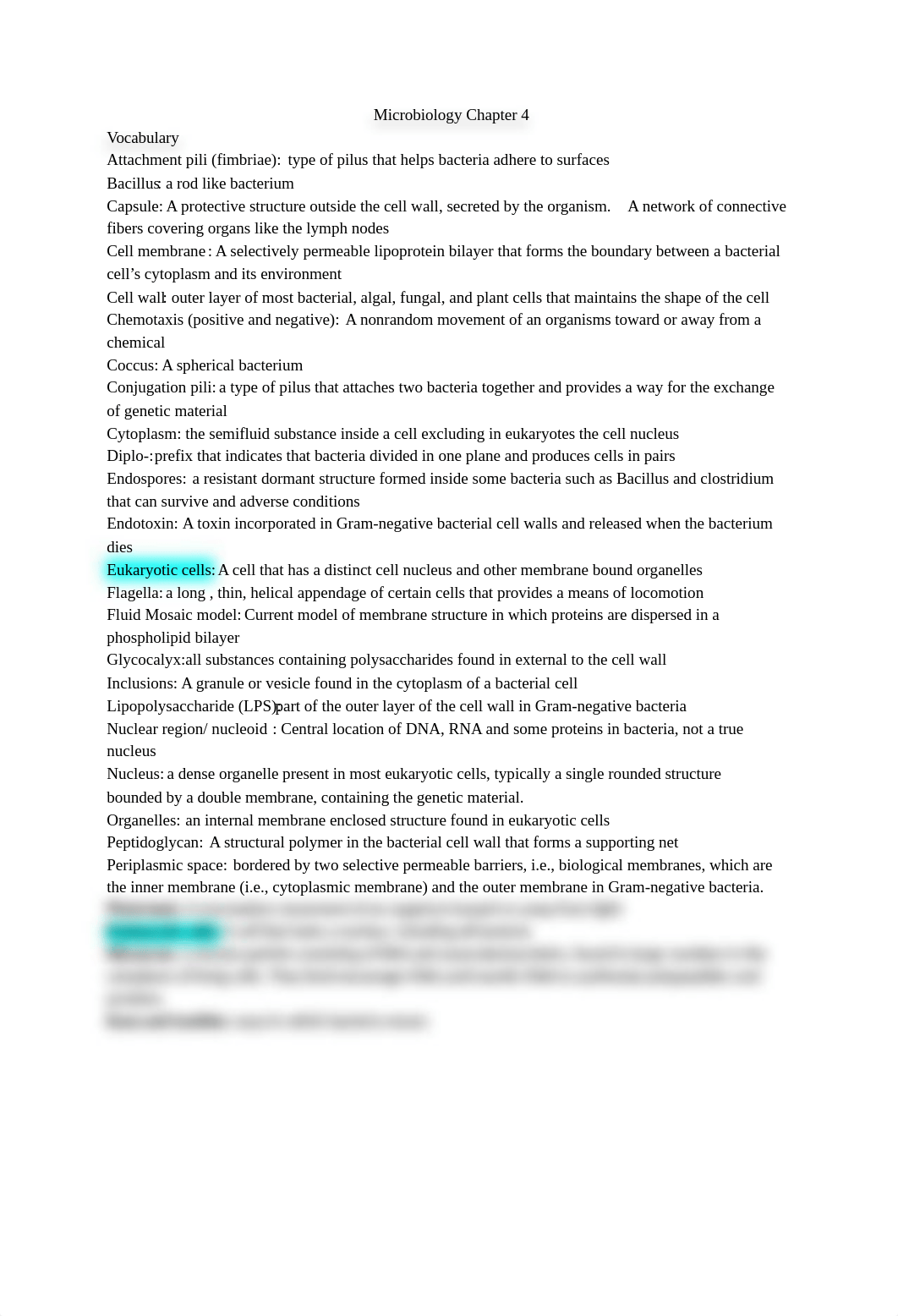 Microbiology Chapter 4 Characteristics of Prokaryotic and Eukaryotic cells_d2jq0j9vd0u_page1