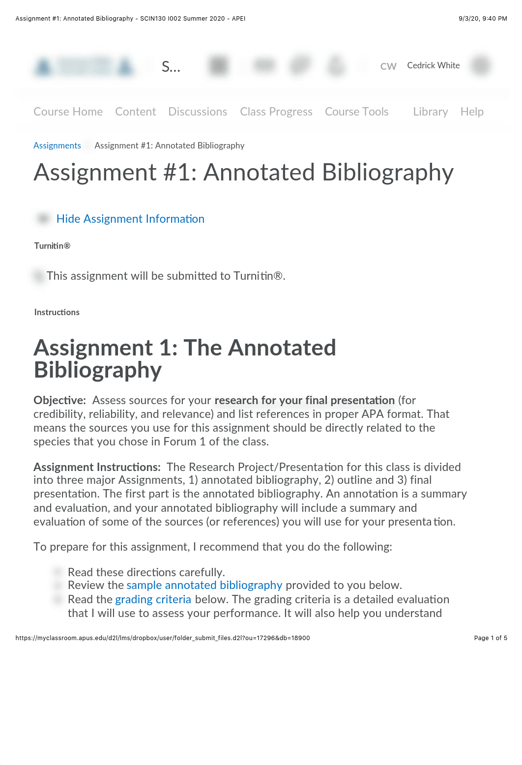 Assignment #1: Annotated Bibliography - SCIN130 I002 Summer 2020 - APEI.pdf_d2jshdz4pe3_page1