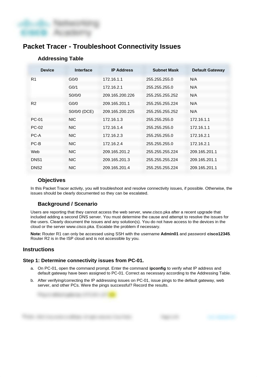 17.7.7 Packet Tracer - Troubleshoot Connectivity Issues.docx_d2knws4lgsy_page1