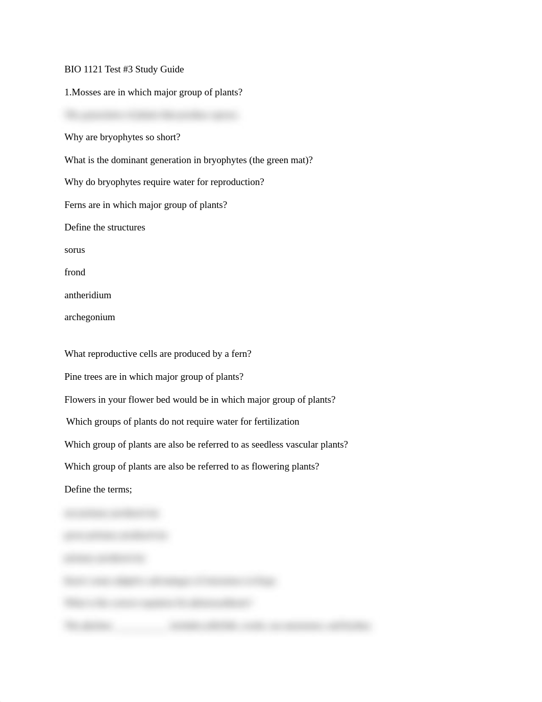 BIO 1121 Test #3 Study Guide.docx_d2liywmgvd6_page1