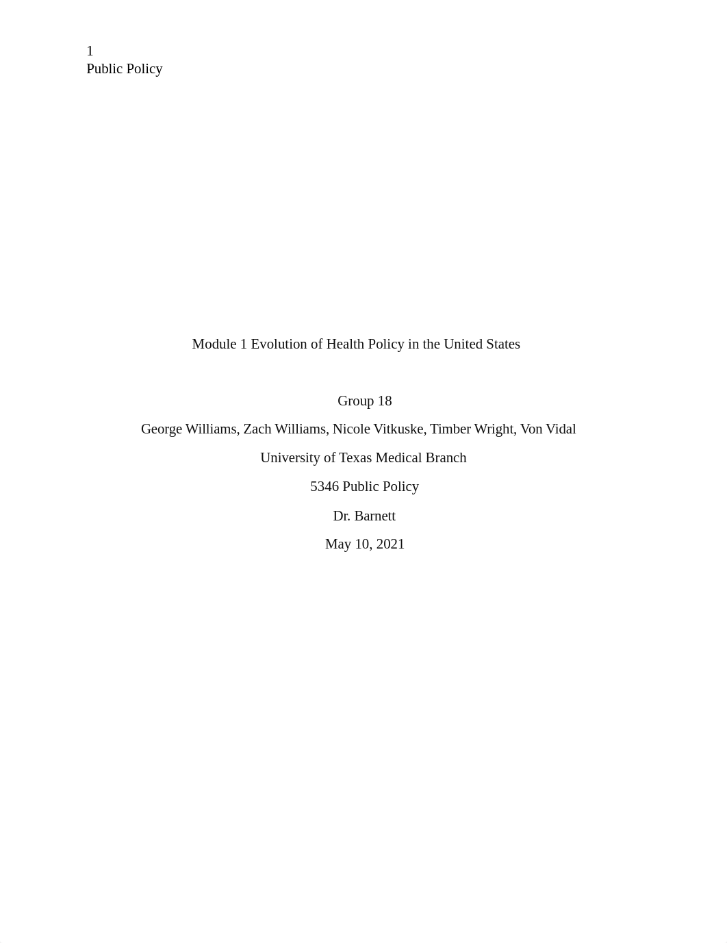 Module 1 Evolution of Health Policy in the United States.docx_d2lizskl3cl_page1