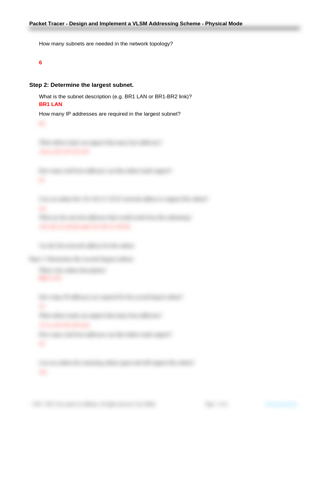 11.10.2 Packet Tracer - Design and Implement a VLSM Addressing Scheme - Physical Mode.docx_d2lmb6yh9gi_page2