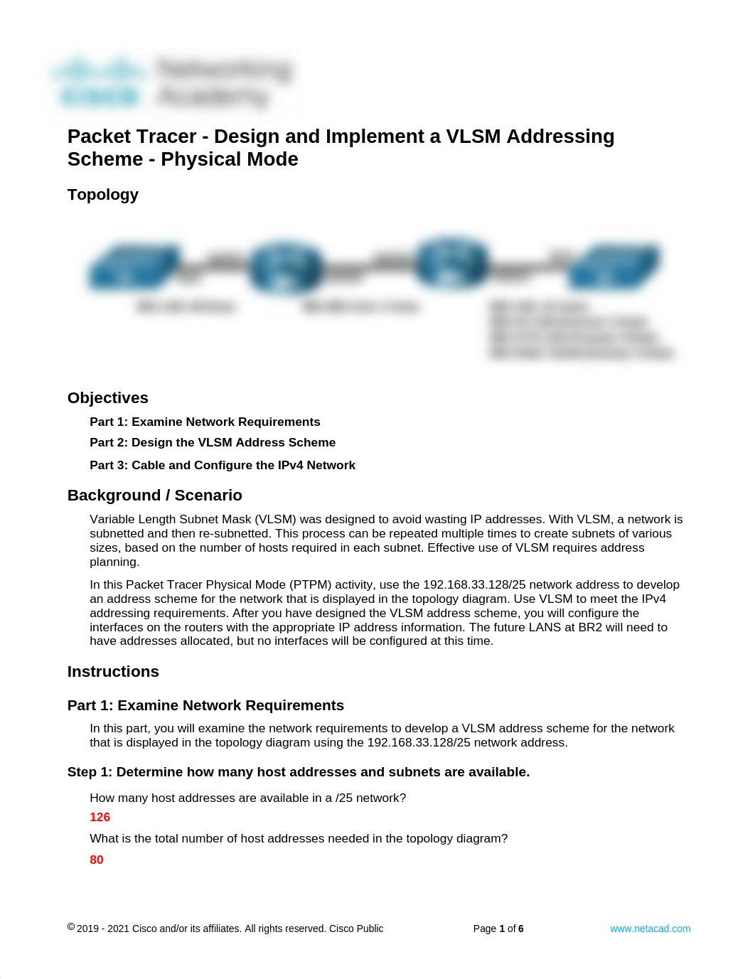 11.10.2 Packet Tracer - Design and Implement a VLSM Addressing Scheme - Physical Mode.docx_d2lmb6yh9gi_page1