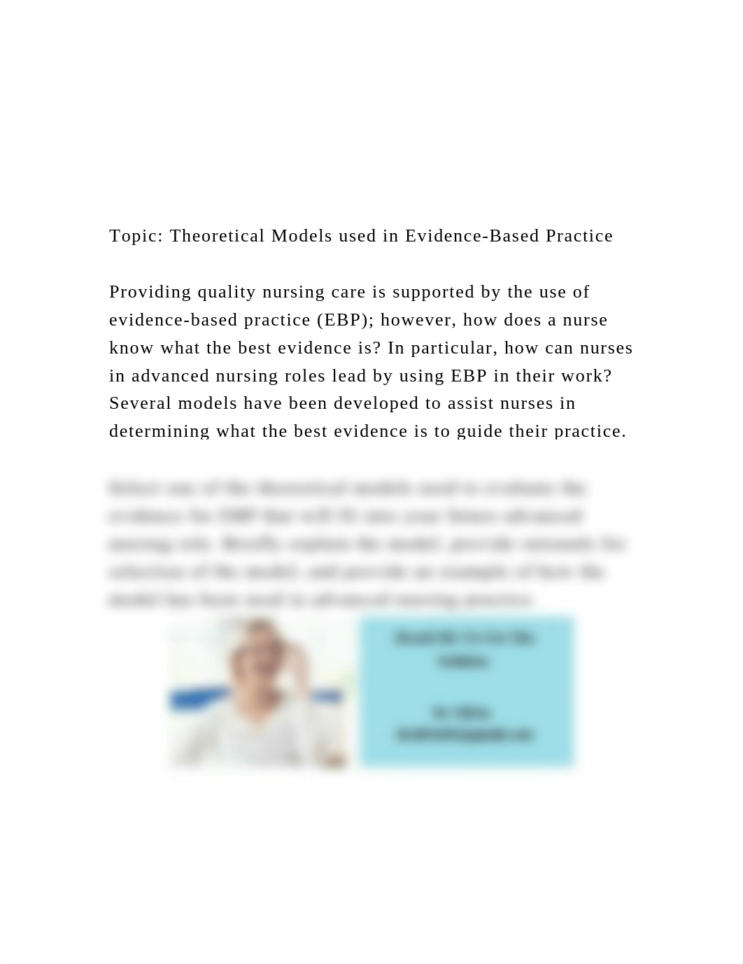 Topic Theoretical Models used in Evidence-Based Practice.docx_d2lmtlbme1w_page2