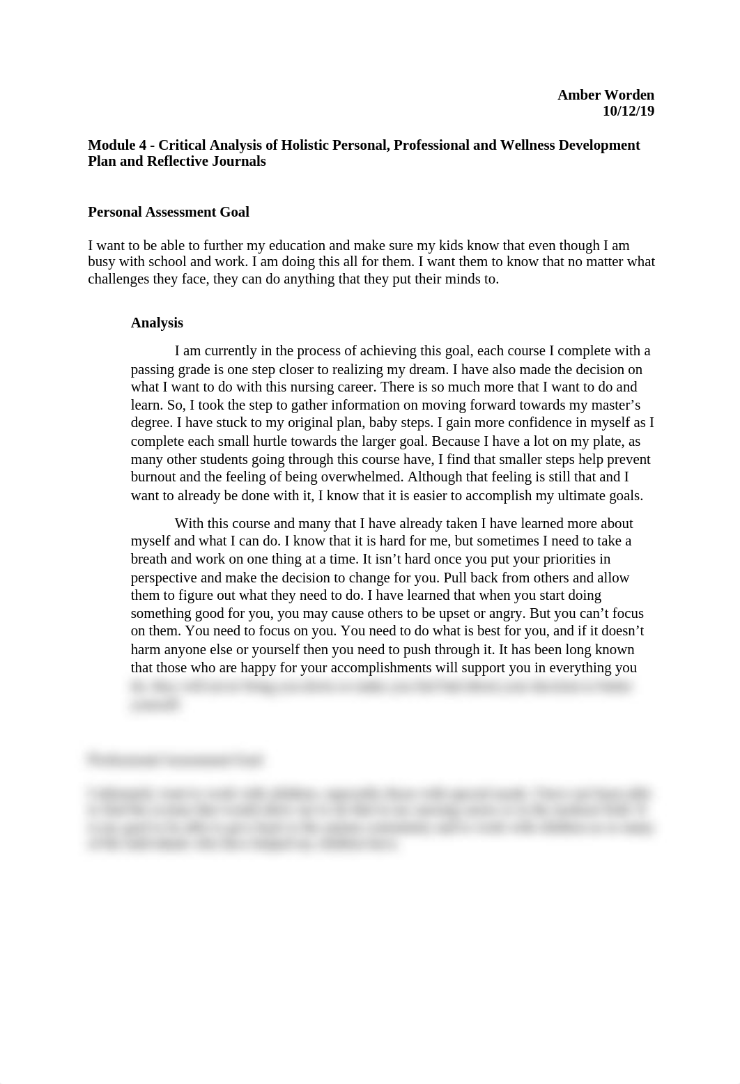 Critical Analysis of Holistic Personal, Professional and Wellness Development Plan and Reflective Jo_d2m3e1894jm_page1