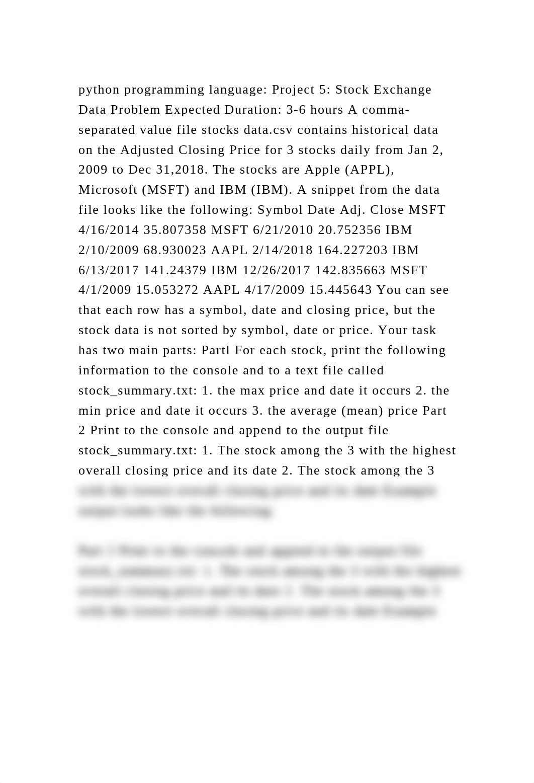 python programming language Project 5 Stock Exchange Data Problem .docx_d2o2kqe3rwt_page2