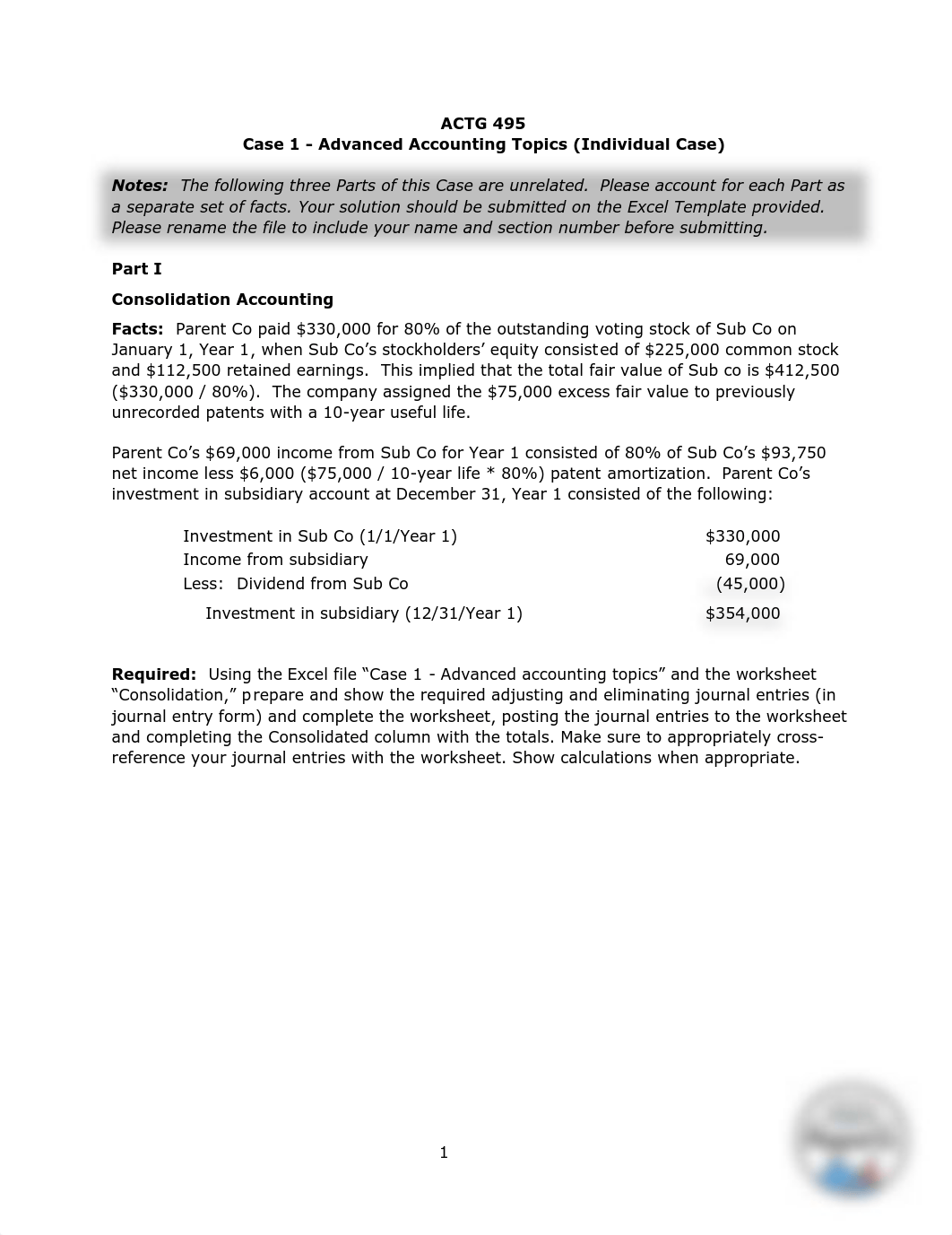 Case 1 - Advanced accounting topics (REQUIREMENTS) - F23.pdf_d2o5ulstxcu_page1