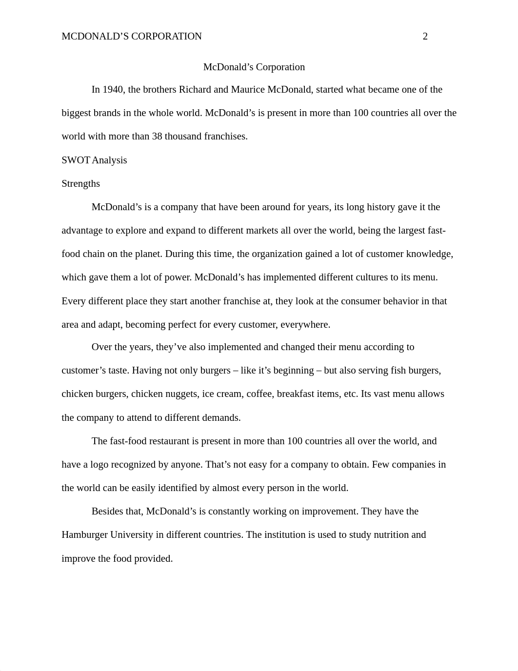 Case Study Wk4 - McDonald's Corporation - SWOT and Value Chain.docx_d2p37fgjx2z_page2