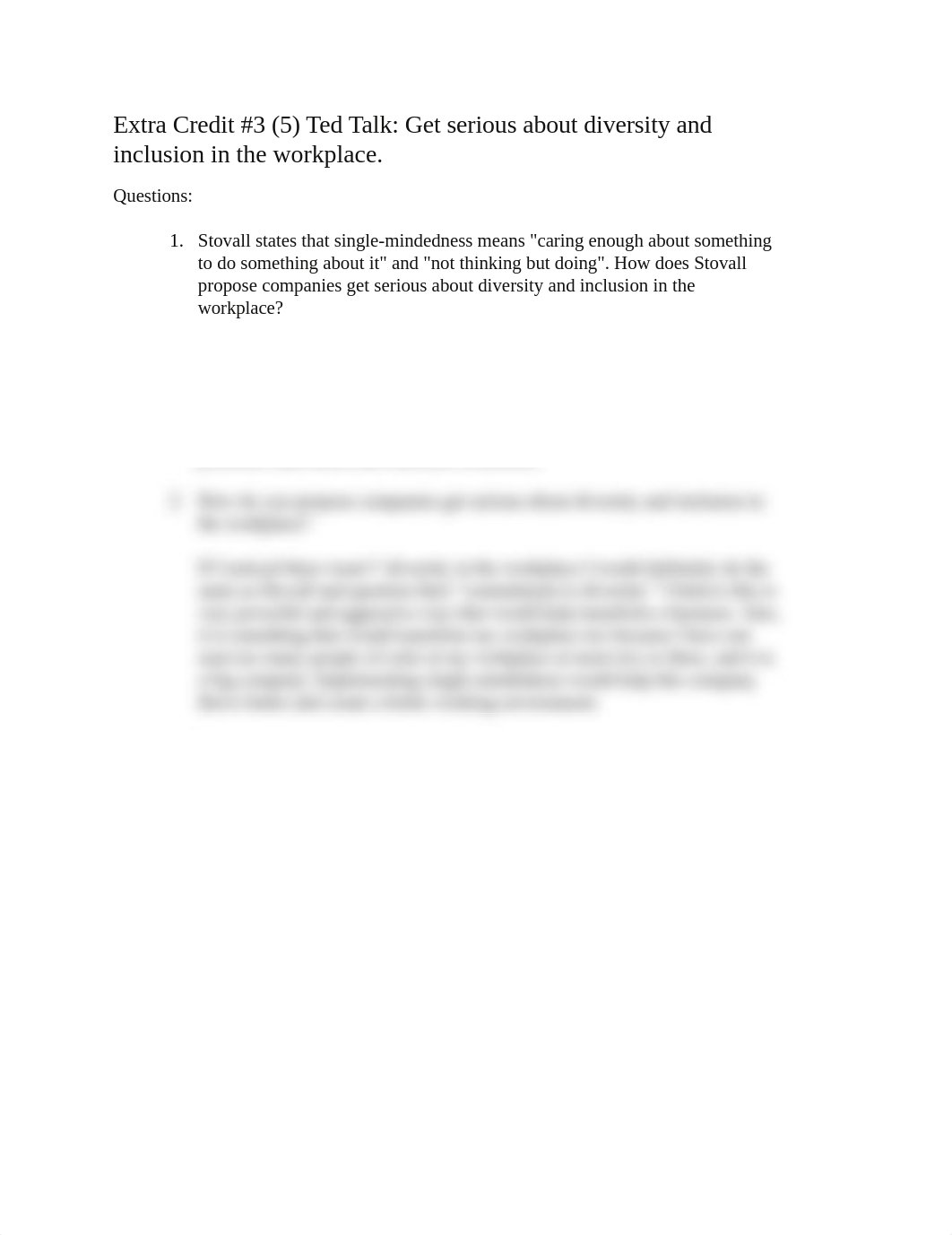 Extra Credit 3  Ted Talk Get serious about diversity and inclusion in the workplace.docx_d2pq55gk3id_page1