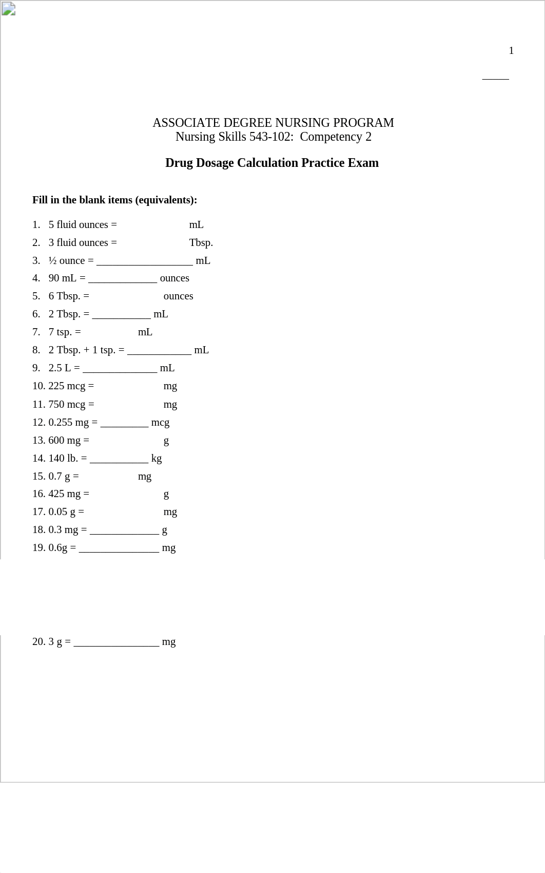 Drug Dosage Calculation Practice Exam 1718(1).doc_d2py9wh83gs_page1