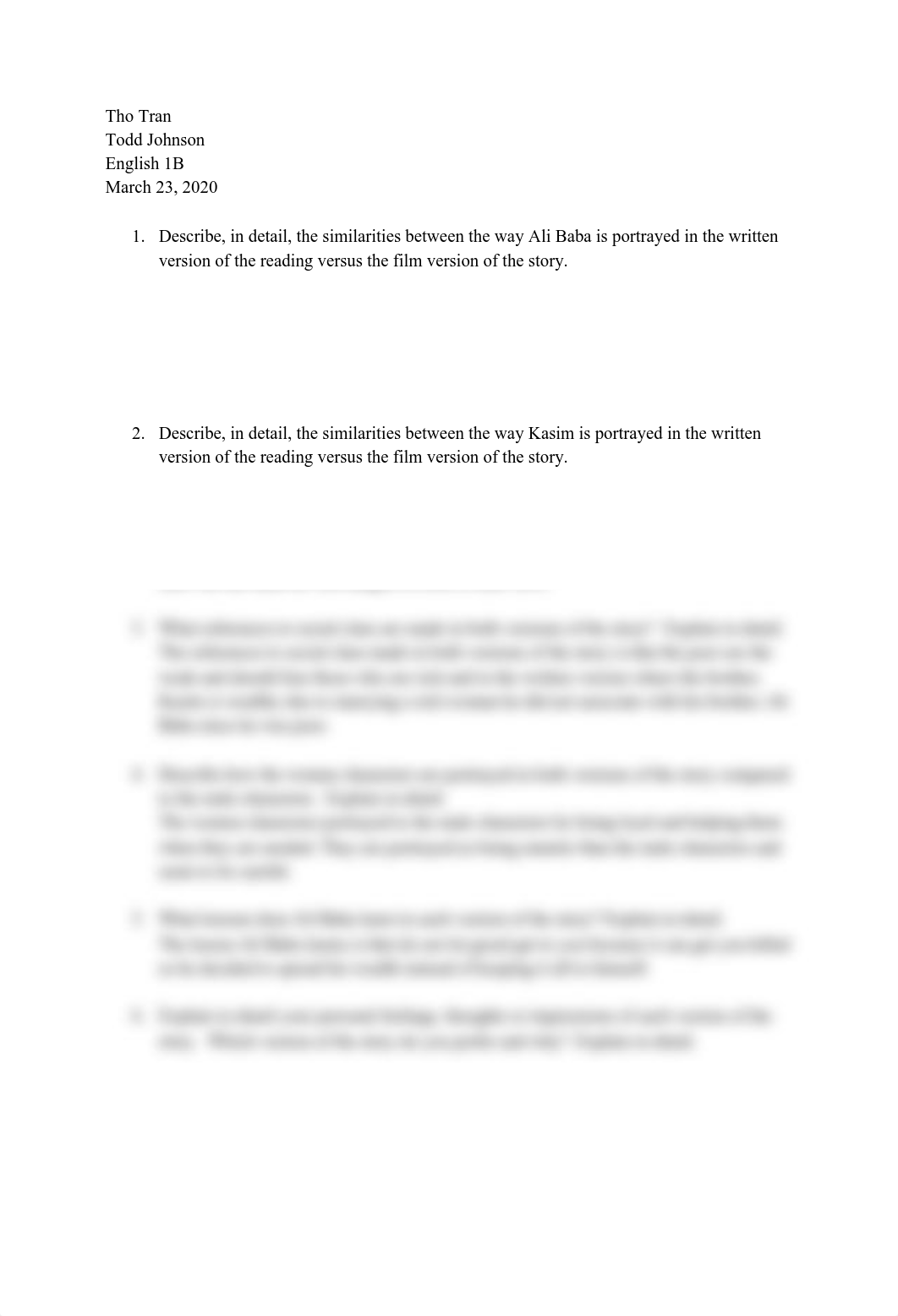 "Ali Baba and the Forty Thieves" Contrast Questions.pdf_d2qbr8osciq_page1