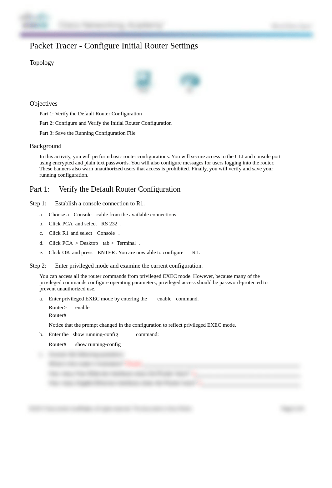 6.4.1.3 Packet Tracer - Configure Initial Router Settings.docx_d2qf69sf7bz_page1