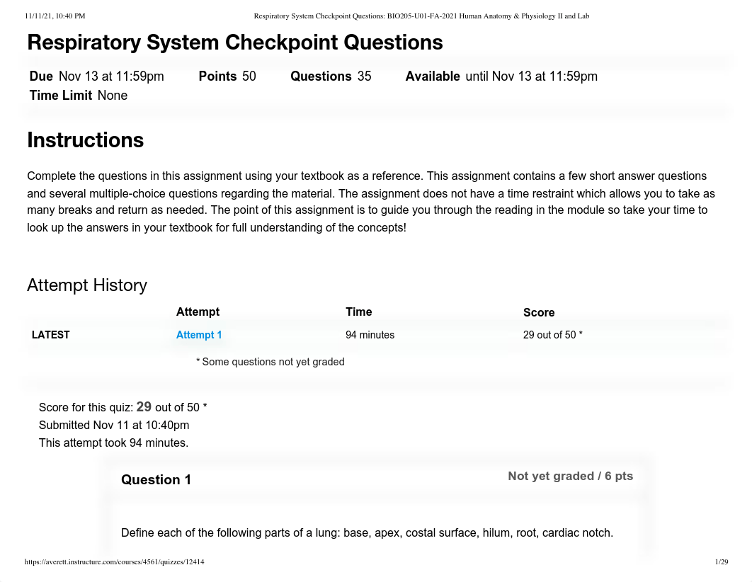 Respiratory System Checkpoint Questions_ BIO205-U01-FA-2021 Human Anatomy & Physiology II and Lab.pd_d2qmbzfg19t_page1