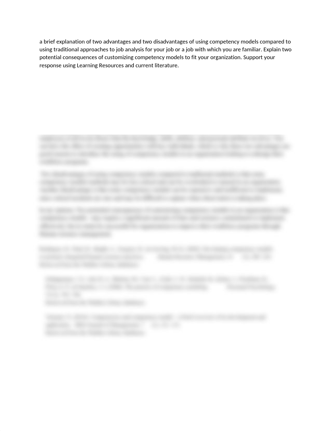 a brief explanation of two advantages and two disadvantages of using competency models compared to u_d2qr4jye9o7_page1