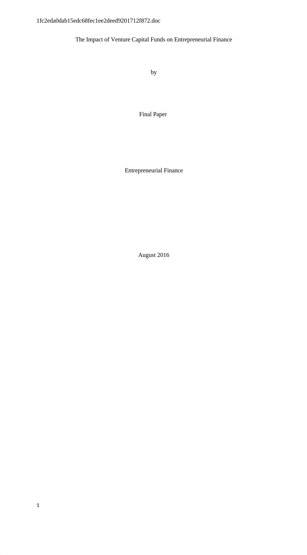 Entrepreneurial Finance - Affect of Venture Capital Funds on Entrepreneurial Finance_d2qtqdmxaul_page1