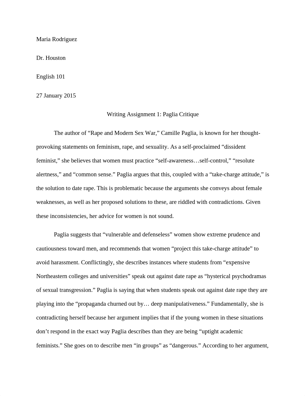 Student Generated Final Draft Writing Assignment 1 Paglia Response_d2r73xi9zm4_page1