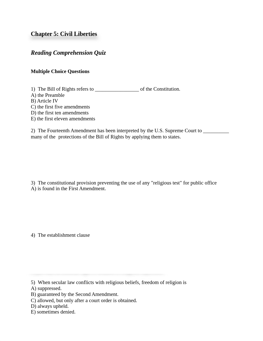 Chapter 5 Civil Liberties Pre Quiz and Answers_d2ric8waxfa_page1