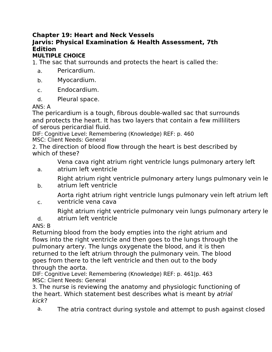 Jarvis Chapter 19 Heart and Neck Vessels Test Bank.docx_d2rouq7vceu_page1