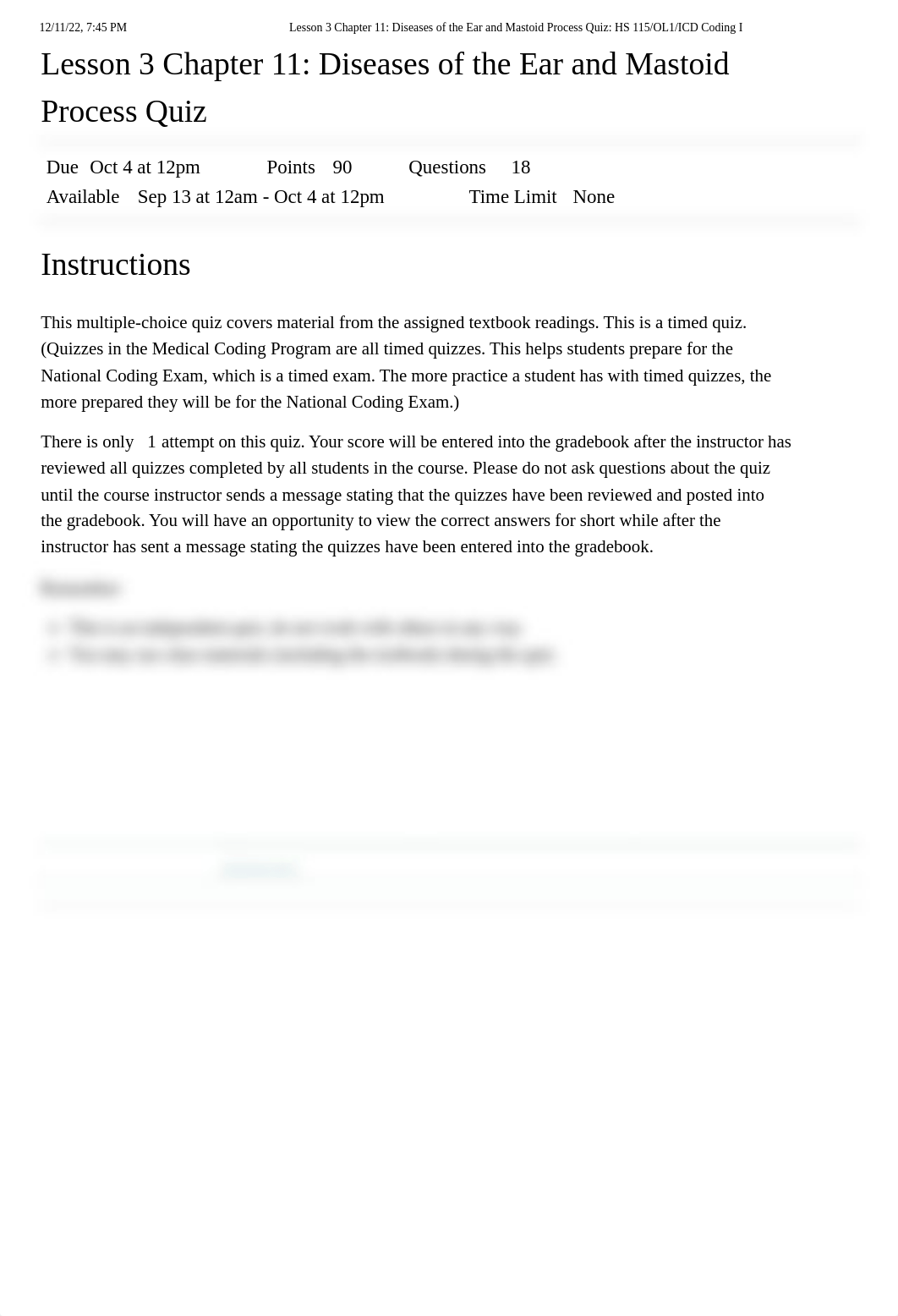 Lesson 3 Chapter 11_ Diseases of the Ear and Mastoid Process Quiz_ HS 115_OL1_ICD Coding I.pdf_d2rs64l0abv_page1