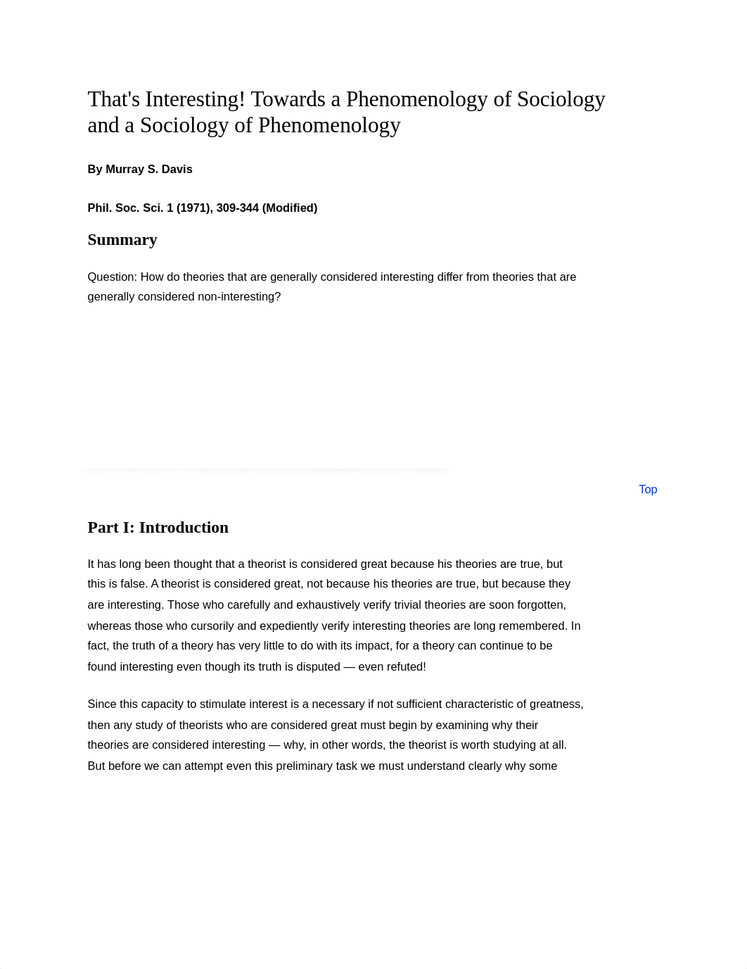 Davis - 1971 - That's Interesting! Towards a Phenomenology of Sociology and a Sociology of Phenomeno_d2rs9g5e4ld_page1